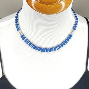 Beautiful Royal Blue Deco Necklace Rhinestones